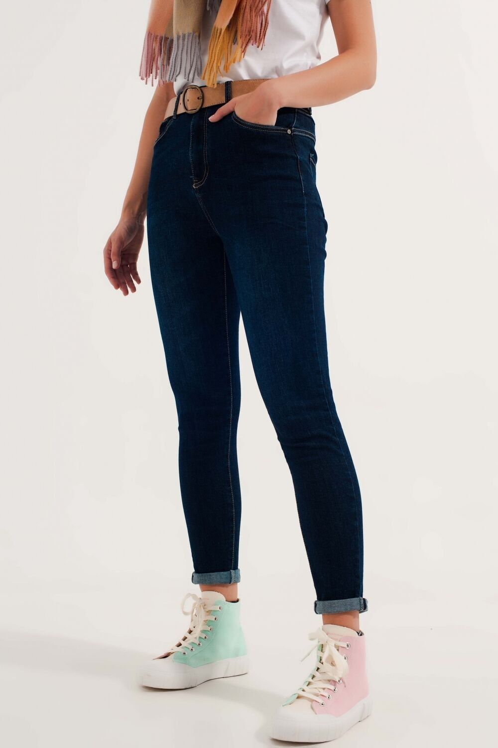 Skinny-Stretch-Jeans in mittelblauer Waschung