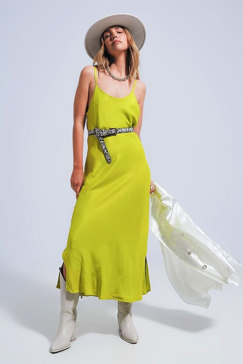 deep green satin ruffle side cami midi dress Zara | Dresses | Zara Dark Green Satin Wrap Front Side Slit Slip Midi Dress