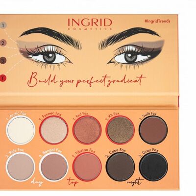 Paleta de sombras de ojos vegana 10 tonos - Foxy - 12 gr - Ingrid Cosmetics