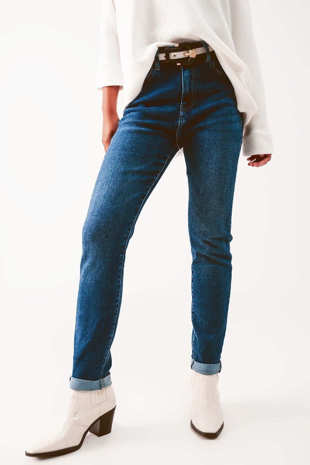 Skinny-Jeans mit hoher Taille und mittlerer Waschung