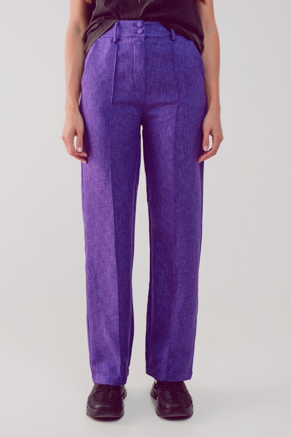 Straight leg tailored pants in purple