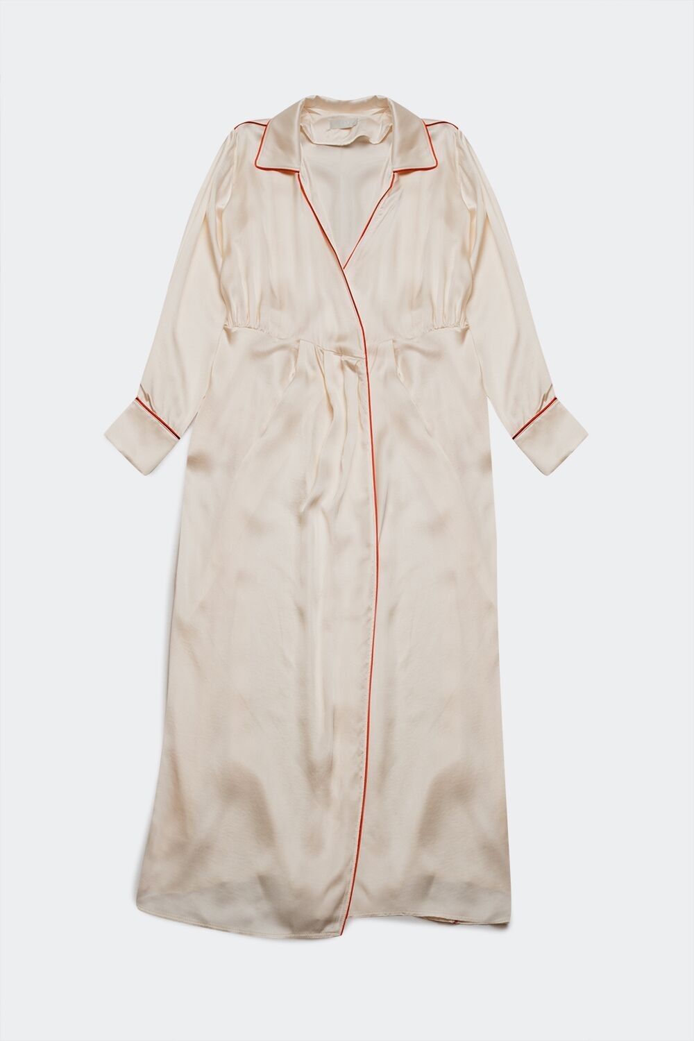 Satin-Maxikleid mit Wickelfront aus cremefarbenem Satin