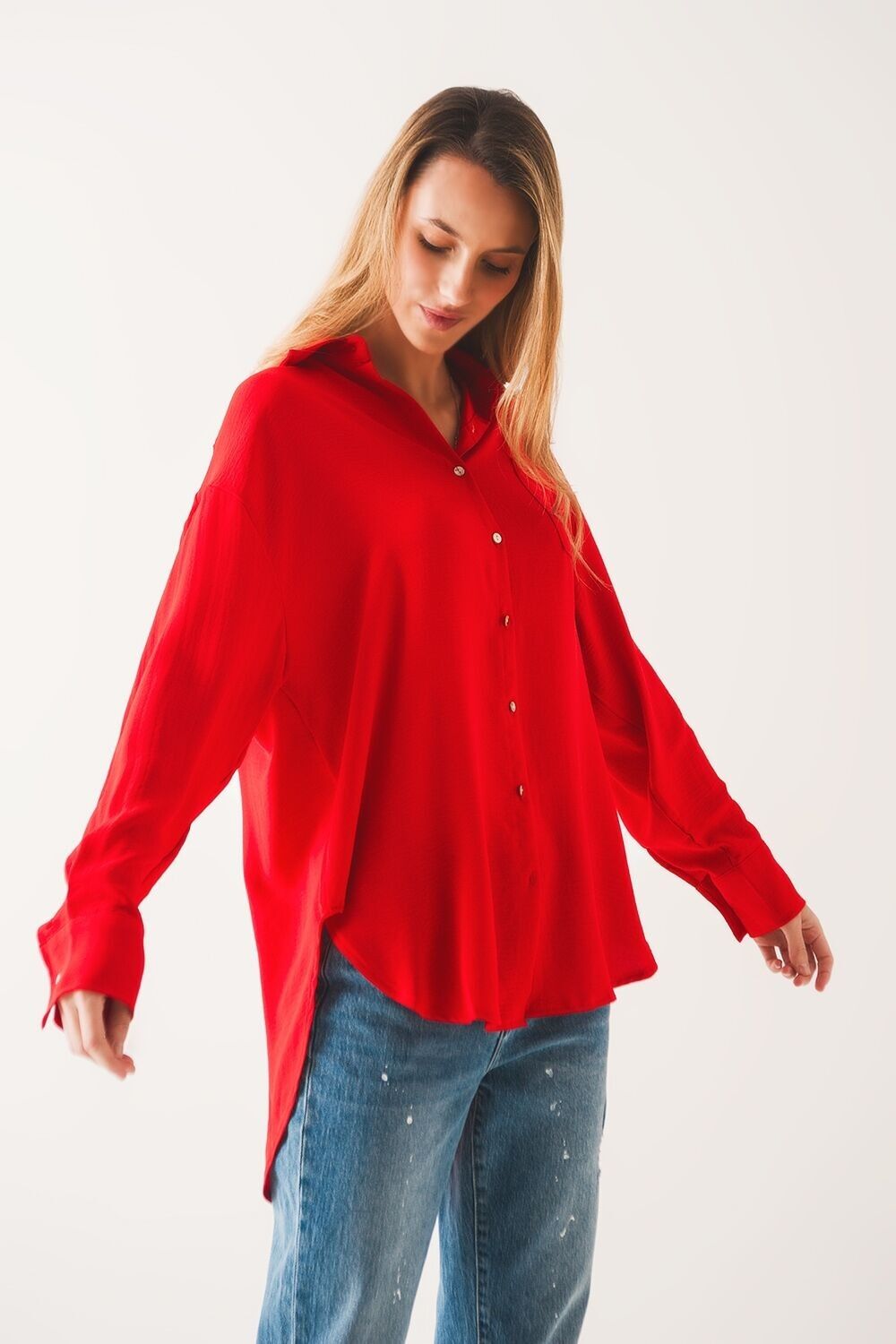 Oversize-Hemd in Rot mit Taschendetail