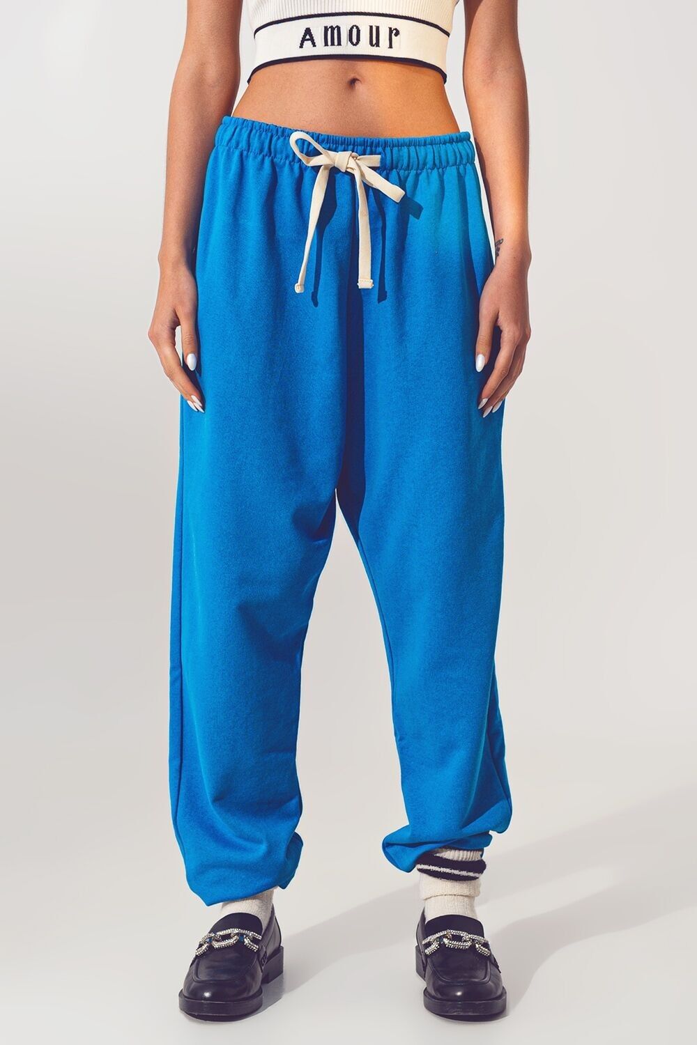 Oversize-Jogginghose mit Taillenbund in Blau