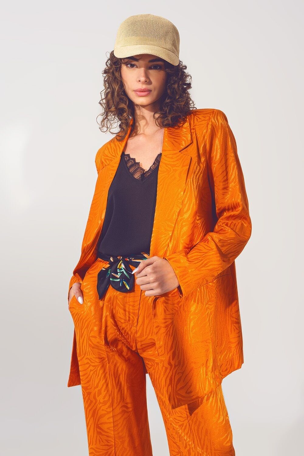 Übergroßer Blazer mit Zebramuster in Orange
