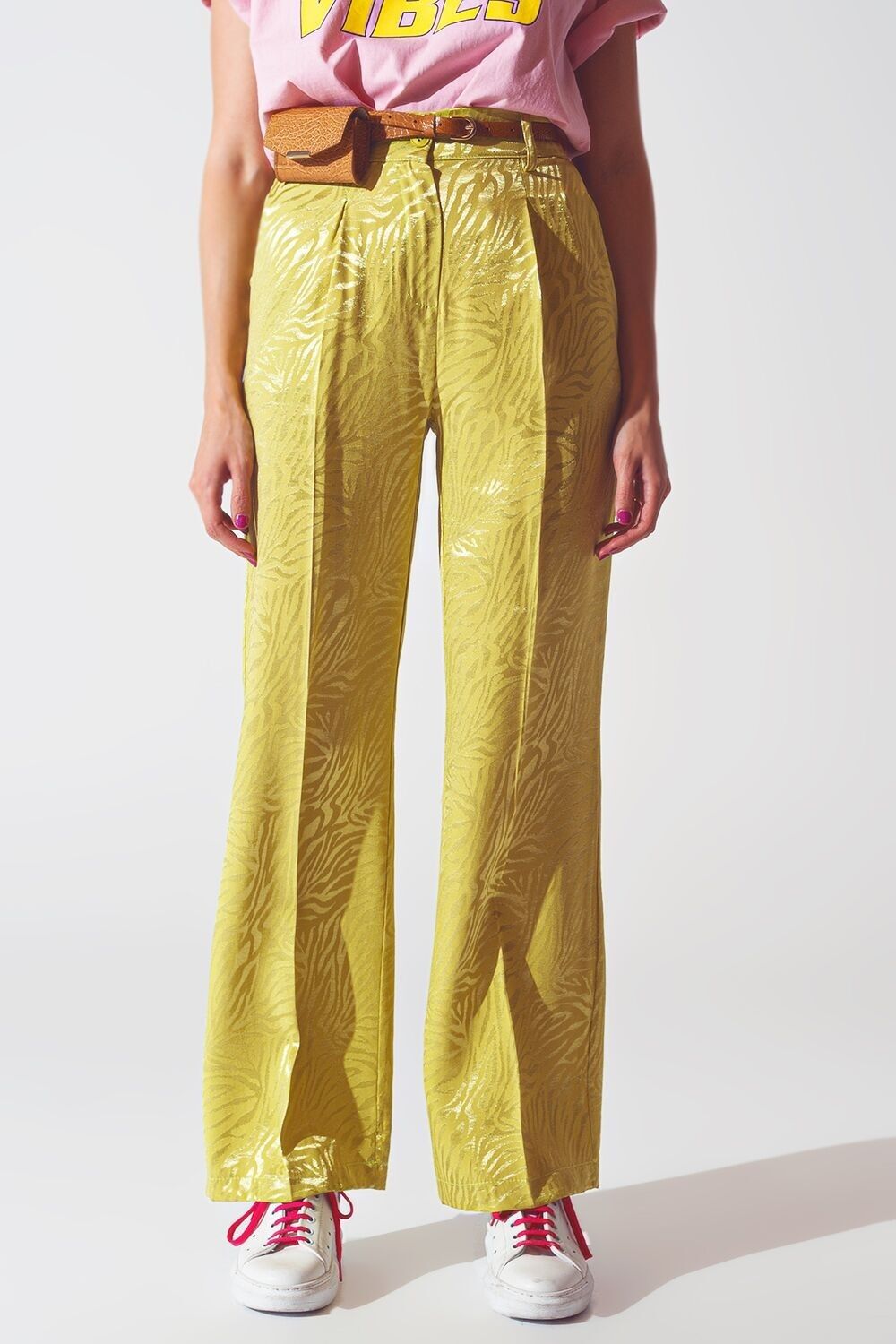 Locker geschnittene Hose mit Zebramuster in Grün