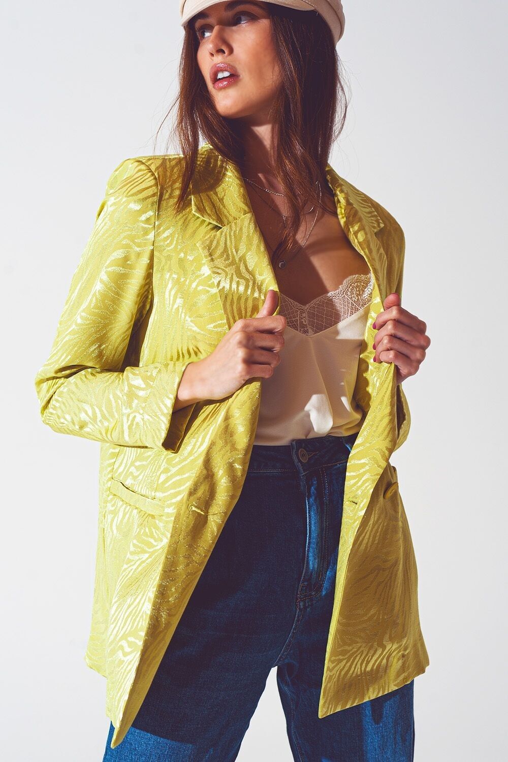 Übergroßer Blazer mit Zebramuster in Grün