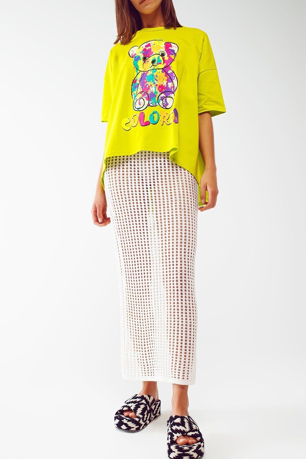 Transparenter Maxi-Häkelrock in Weiß