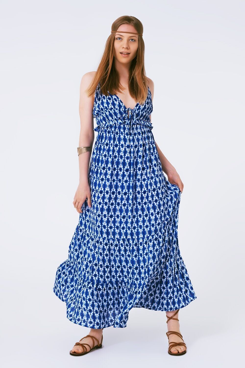Boho-bedrucktes Träger-Maxikleid