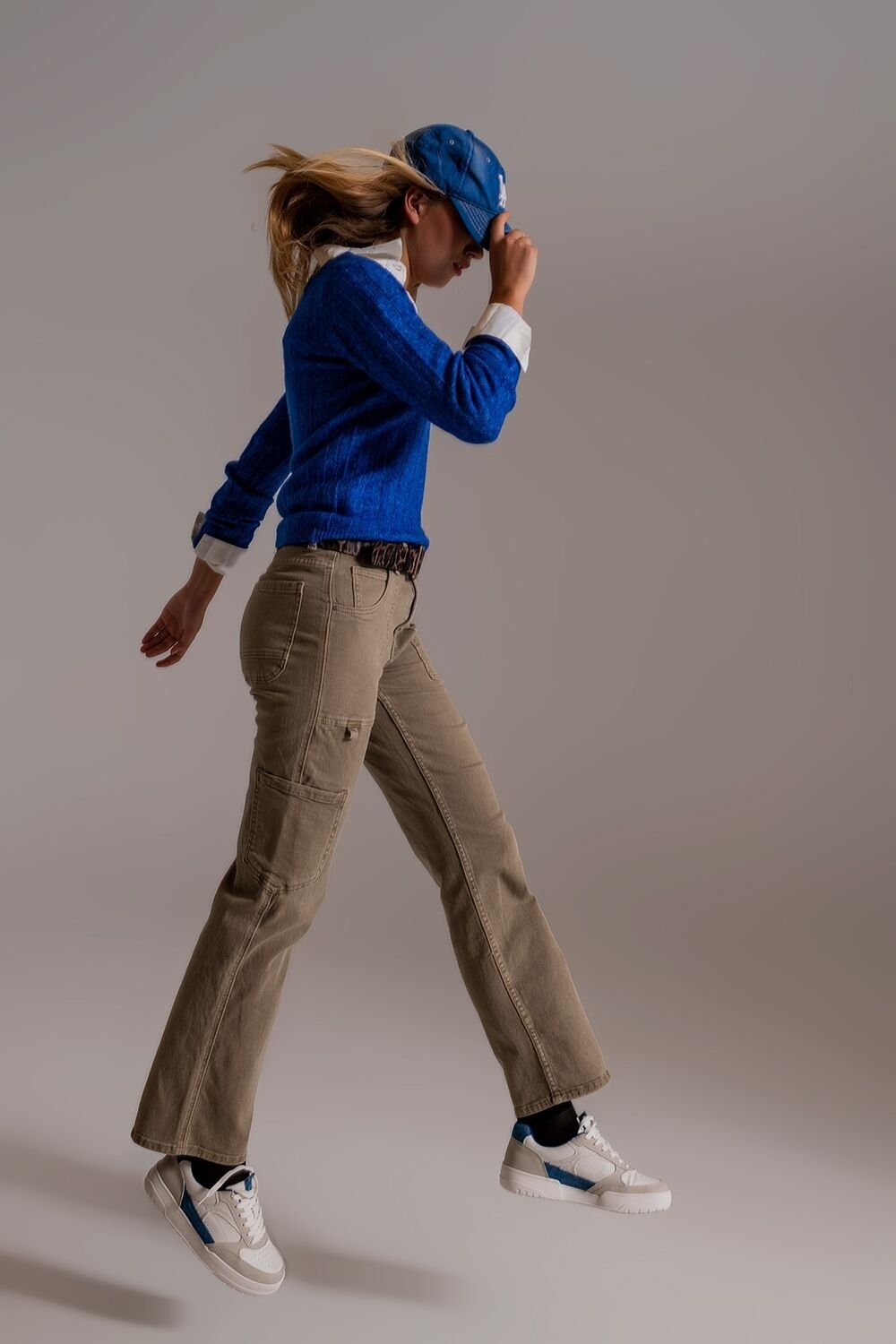 Cargohose mit geradem Bein in Braun-Beige