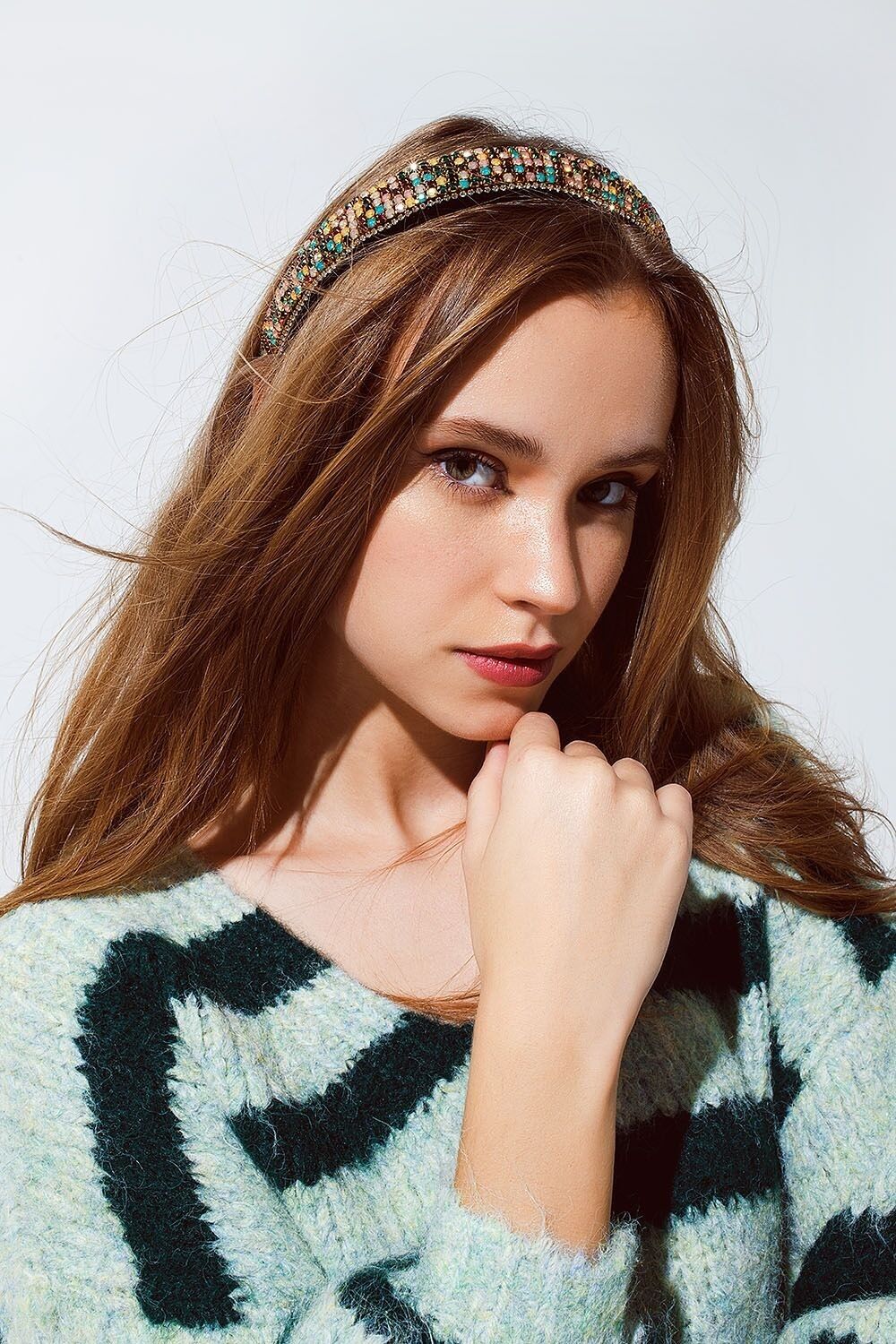 Samt-Stirnband mit Strassverzierungen