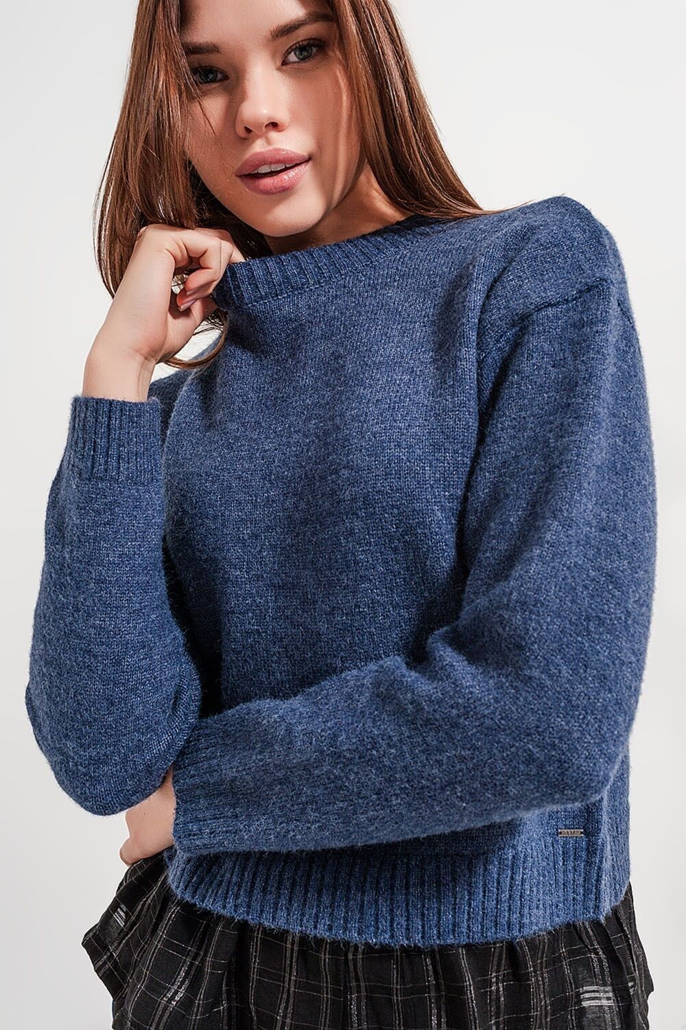 2 in 1 Pullover mit Hemdunterlage in Navy