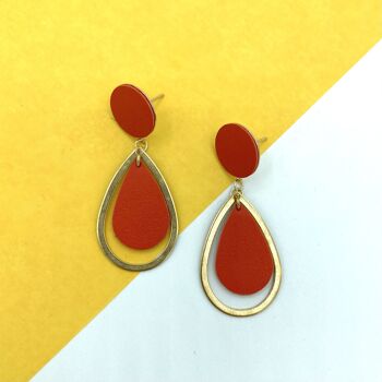 Boucles d'oreilles Emilie rouge orangé 1