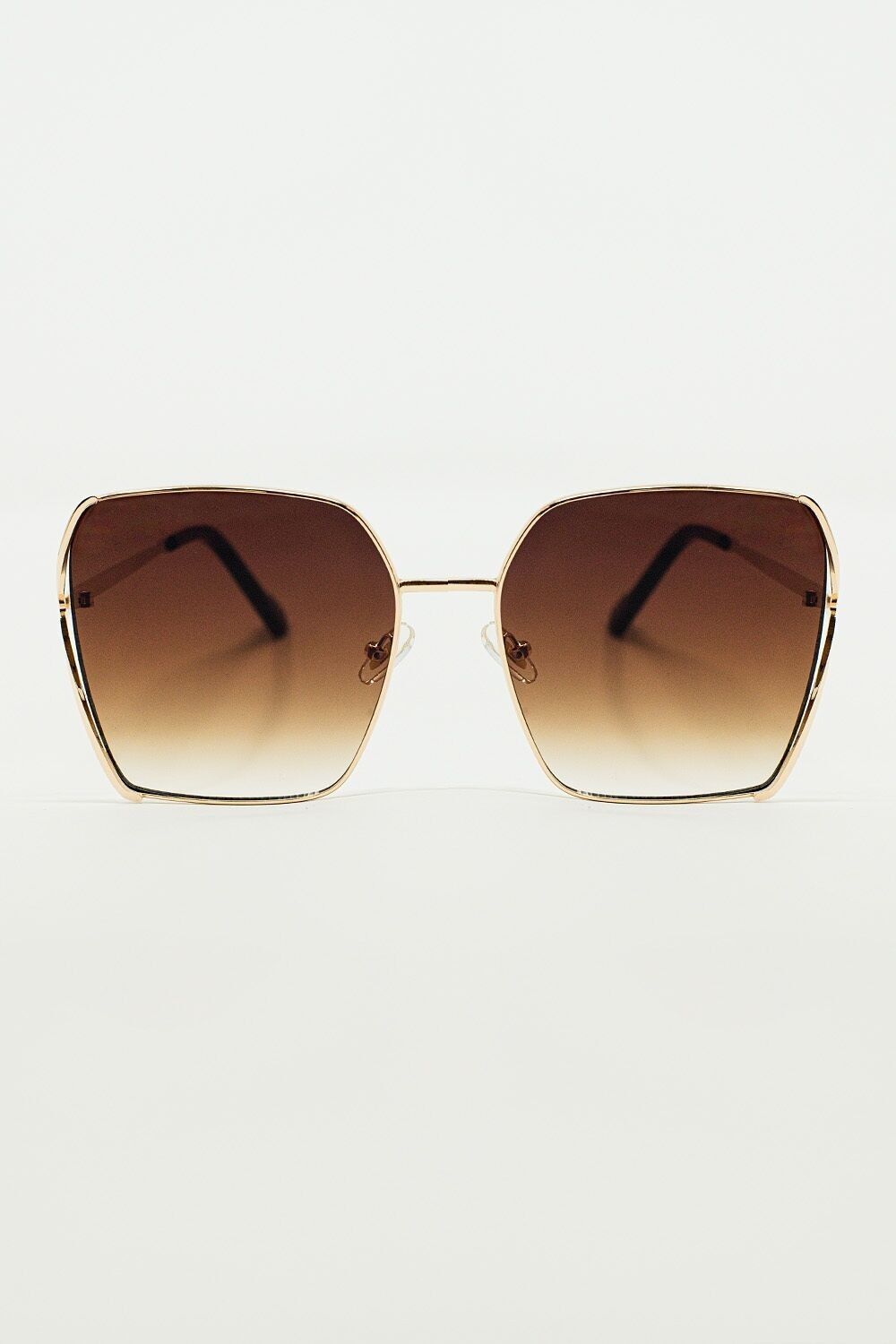 Oversized Square Metal Sunglasses In Brown Gradient Lens