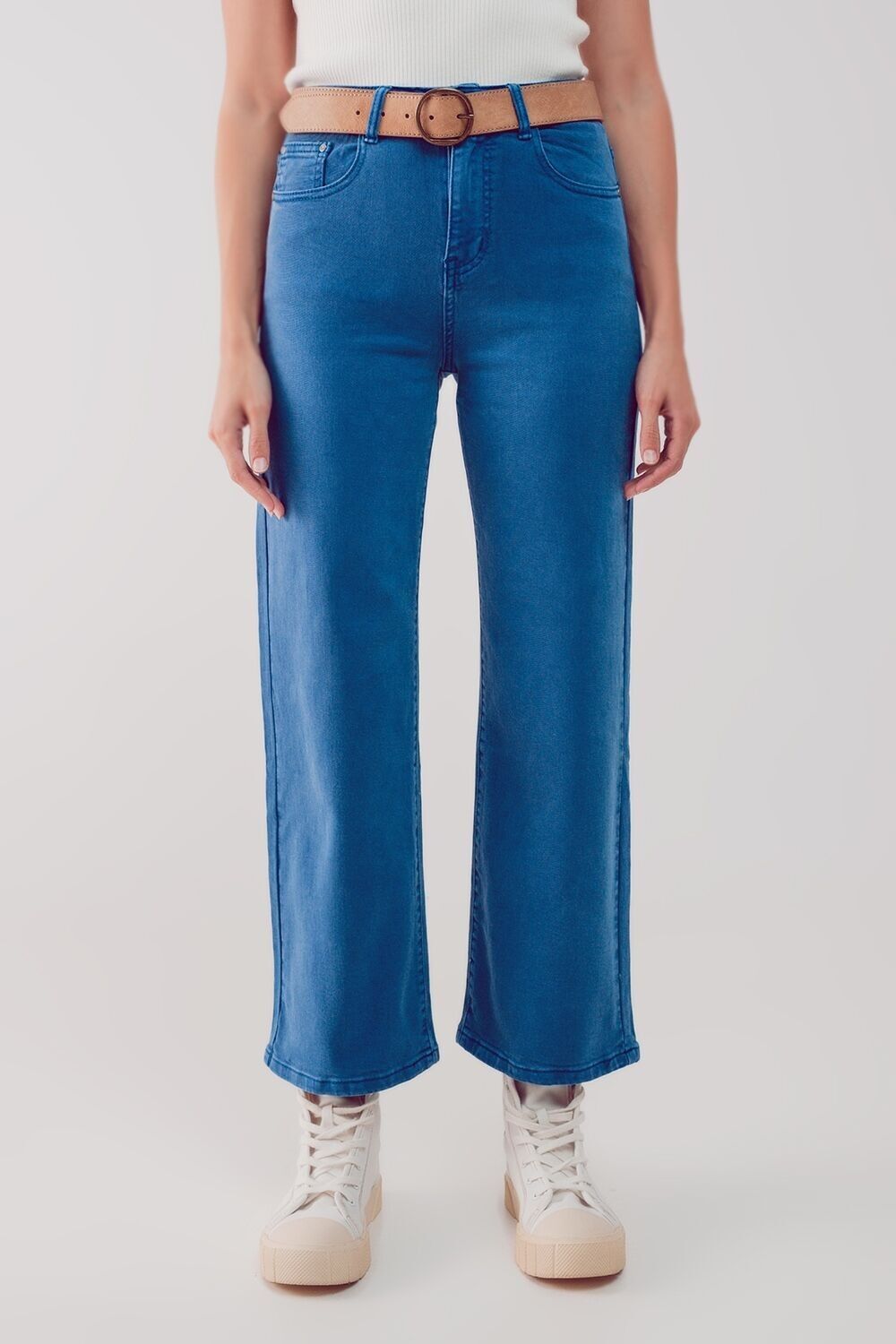 Cropped wide leg jeans in blue