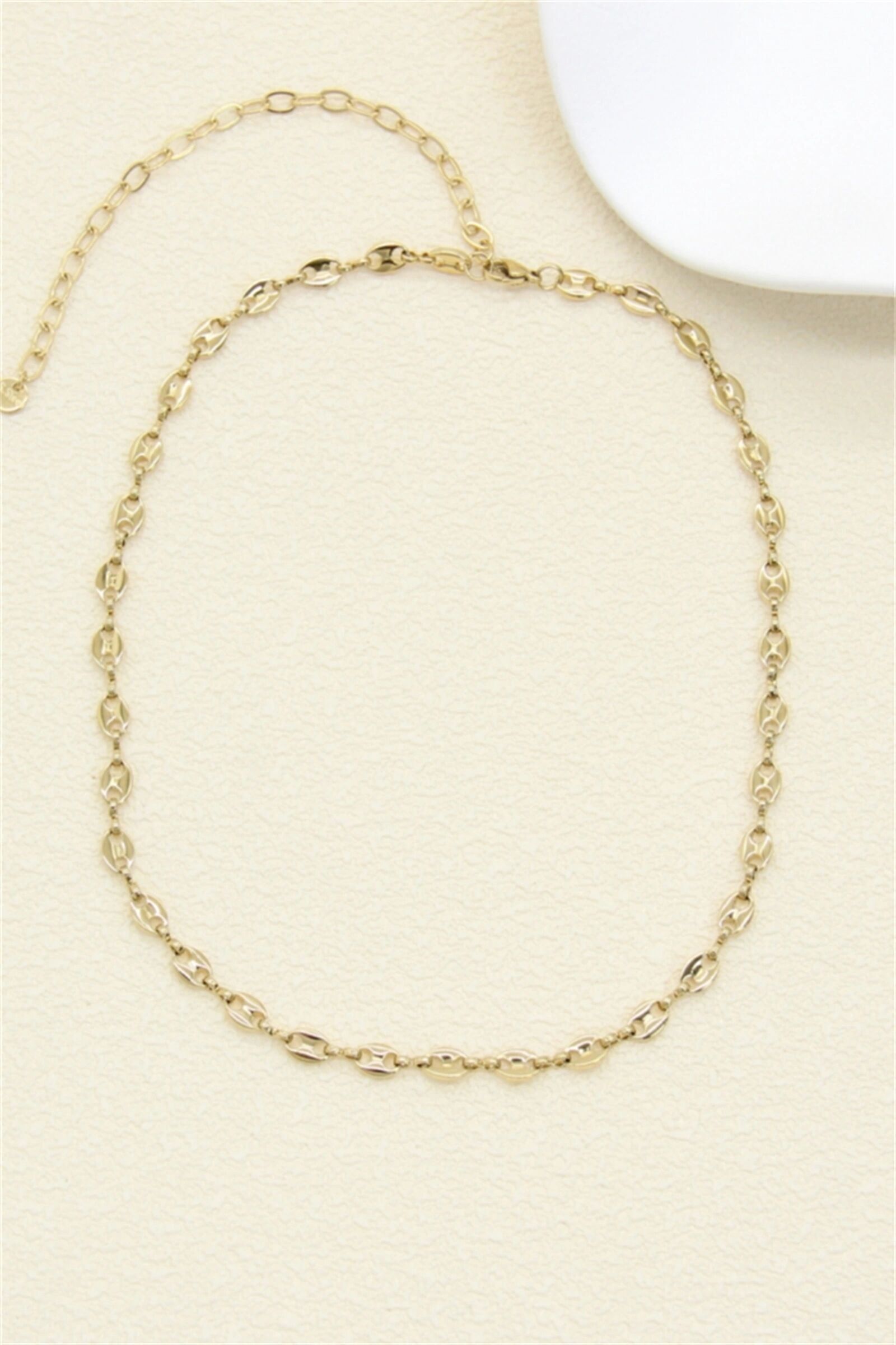 Collier Graine de Café en Acier Inoxydable Doré – Chaîne Élégante