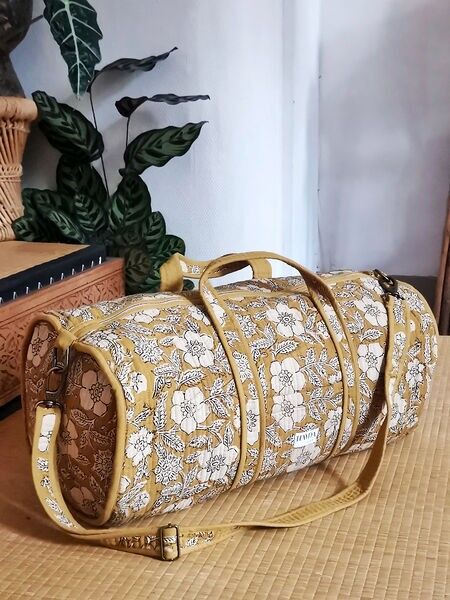 Quilted fabric travel bag - Jaisalmer - Indian block print weekend bag