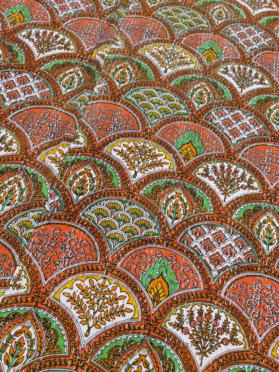 Handmade Indian Cotton Kantha Quilt – Reversible