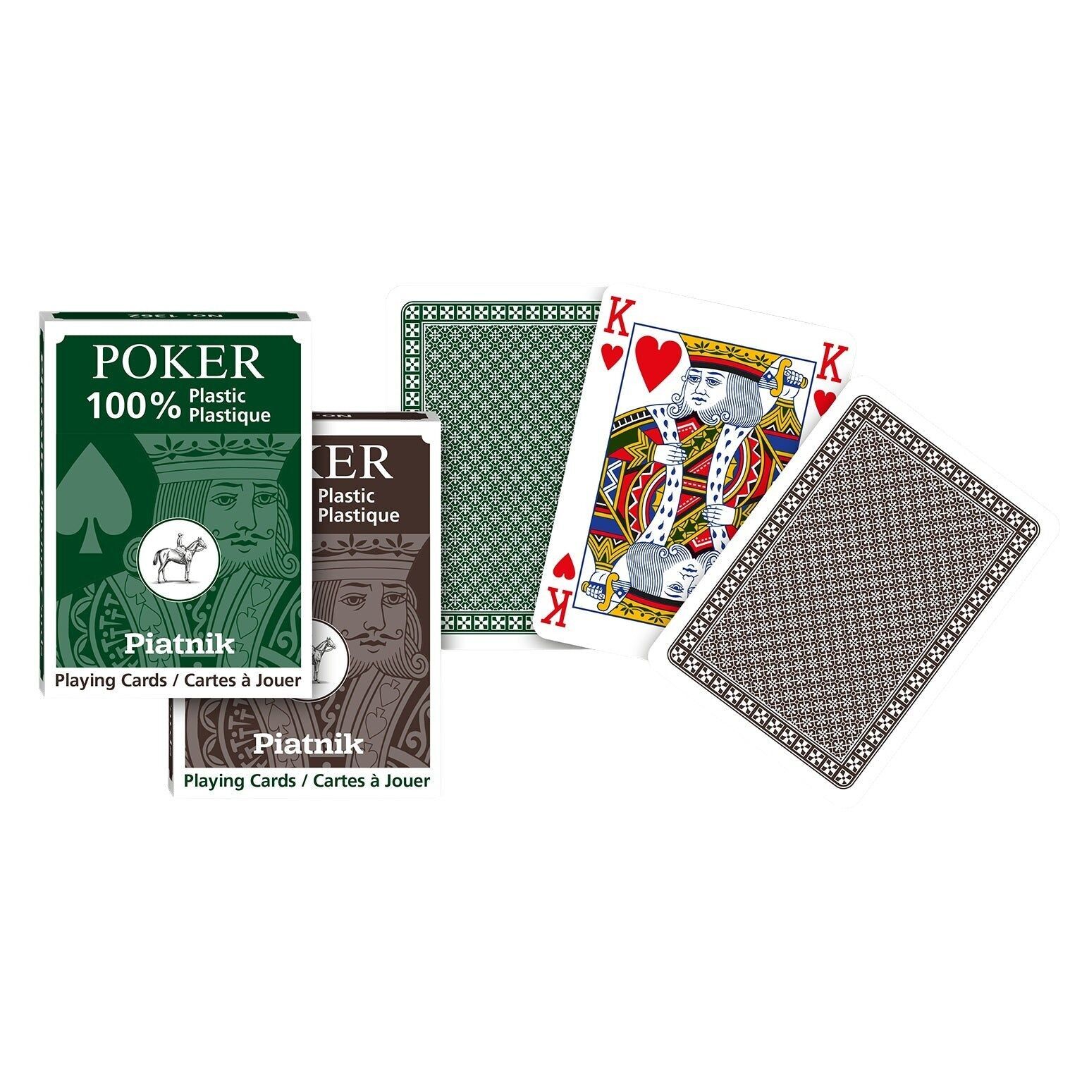 Piatnik Jeu de cartes à jouer 100% plastique, 2 pièces.(vert et marron)