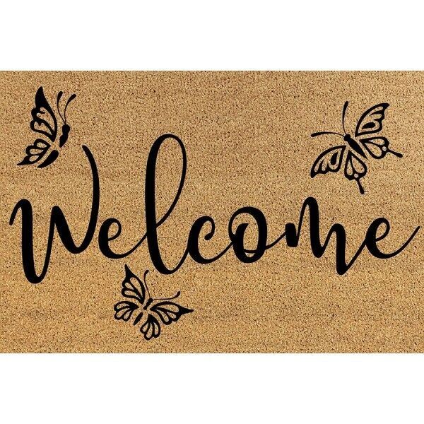 Etoile Doormat 'Welcome' with Butterflies (pod-009-104)
