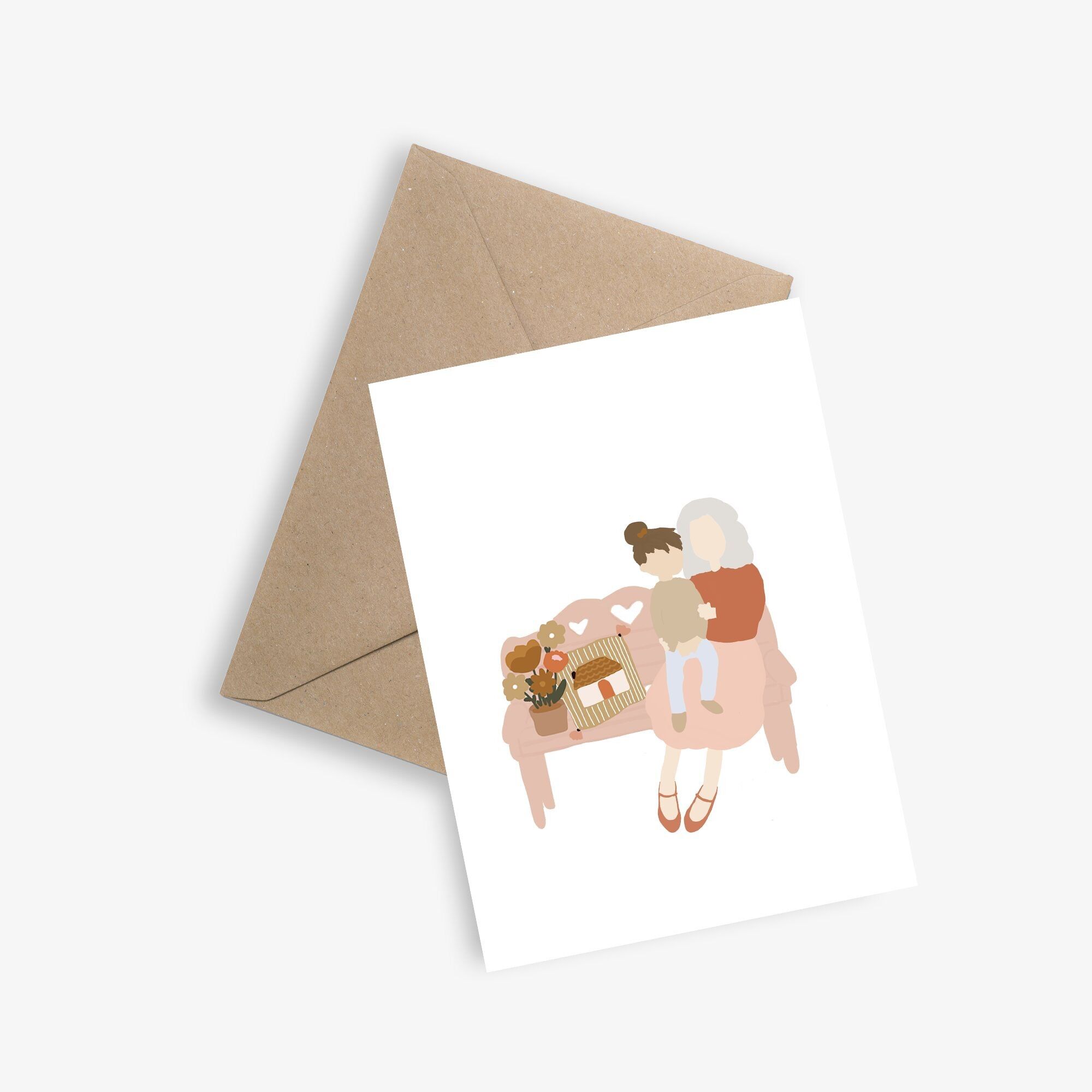 Karte zum Großmuttertag – Auf einer Bank mit dir, Oma