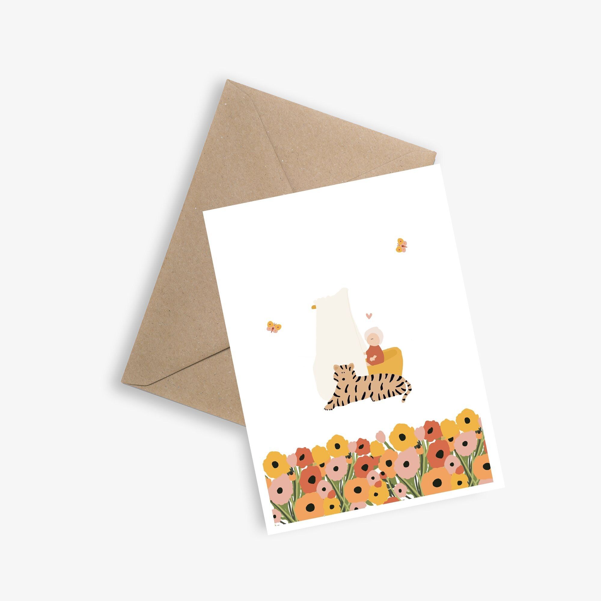Einfache Geburtsanzeigekarte – Babys werden in Blumen geboren.