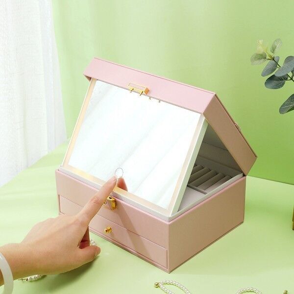 Portagioie rosa con luce a LED e specchio TR-611B