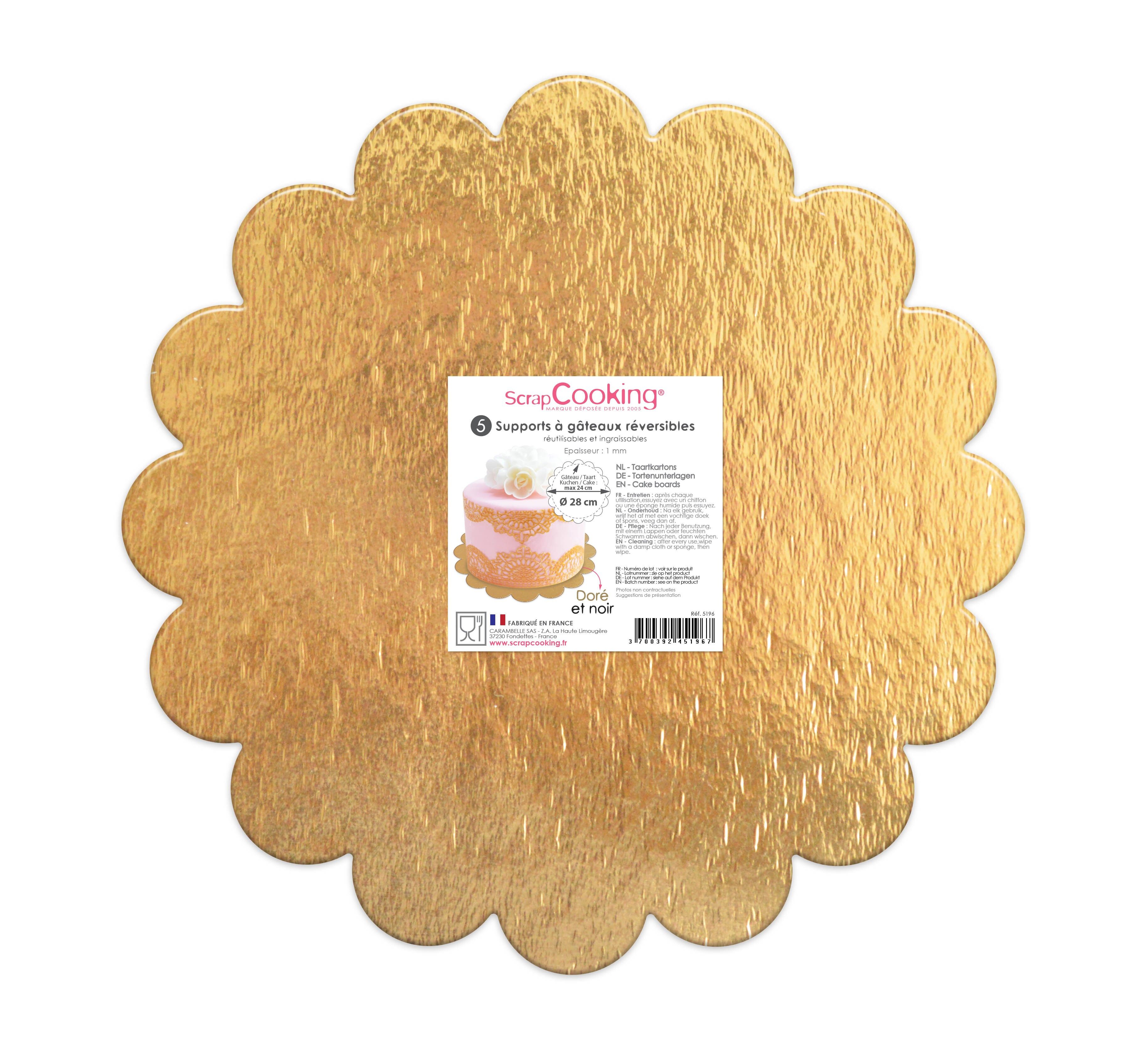 5 round fluted gold/black thin cake stands diam.24cm