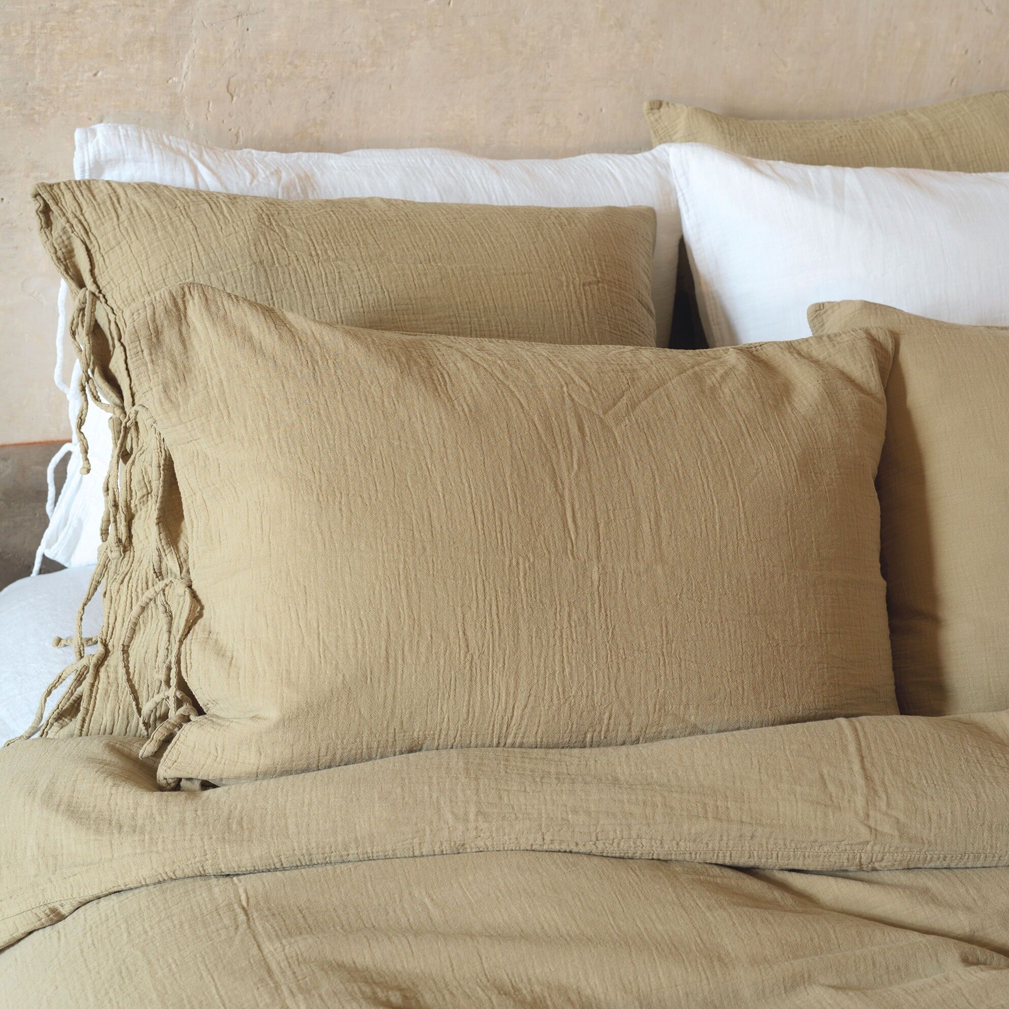 Taie d'oreiller gaze de coton light mastic 50X70 CM