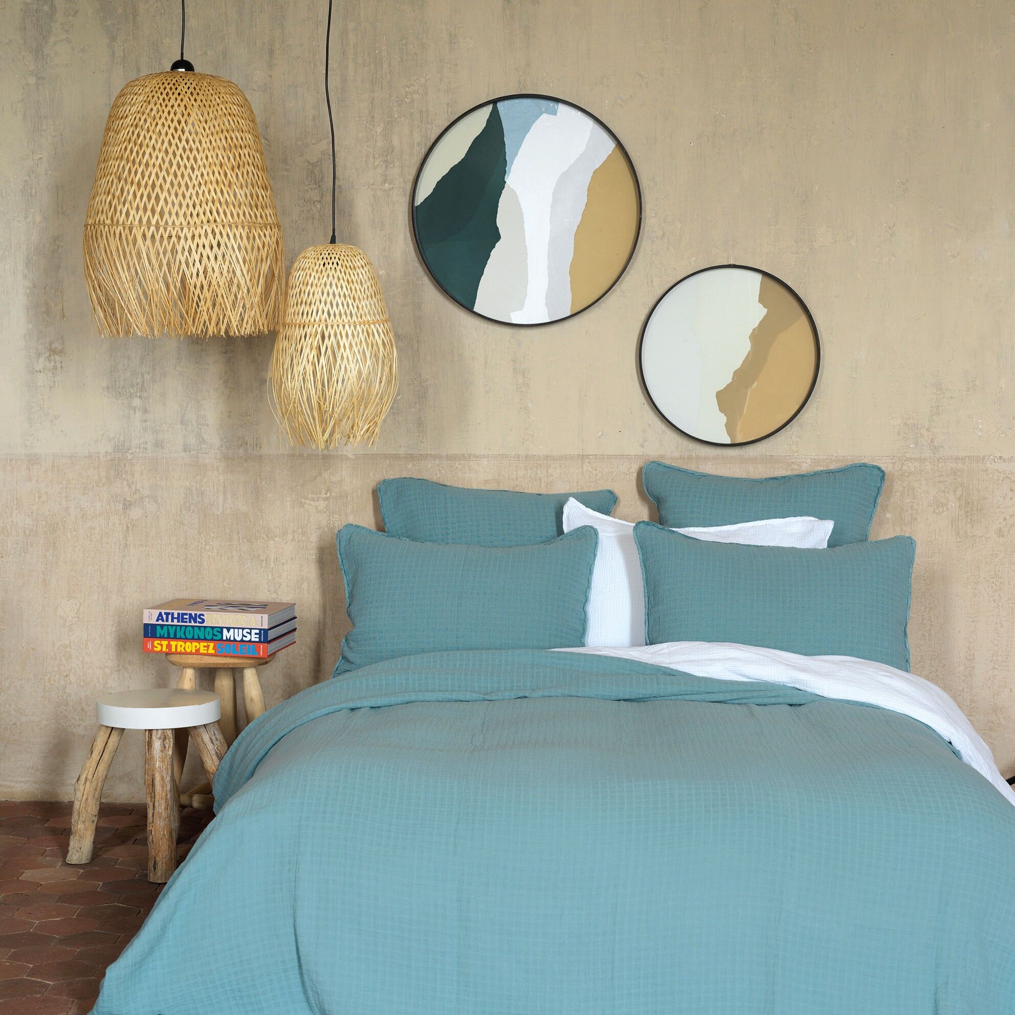 Dessus de lit Minorque bleu minéral 260X270 CM