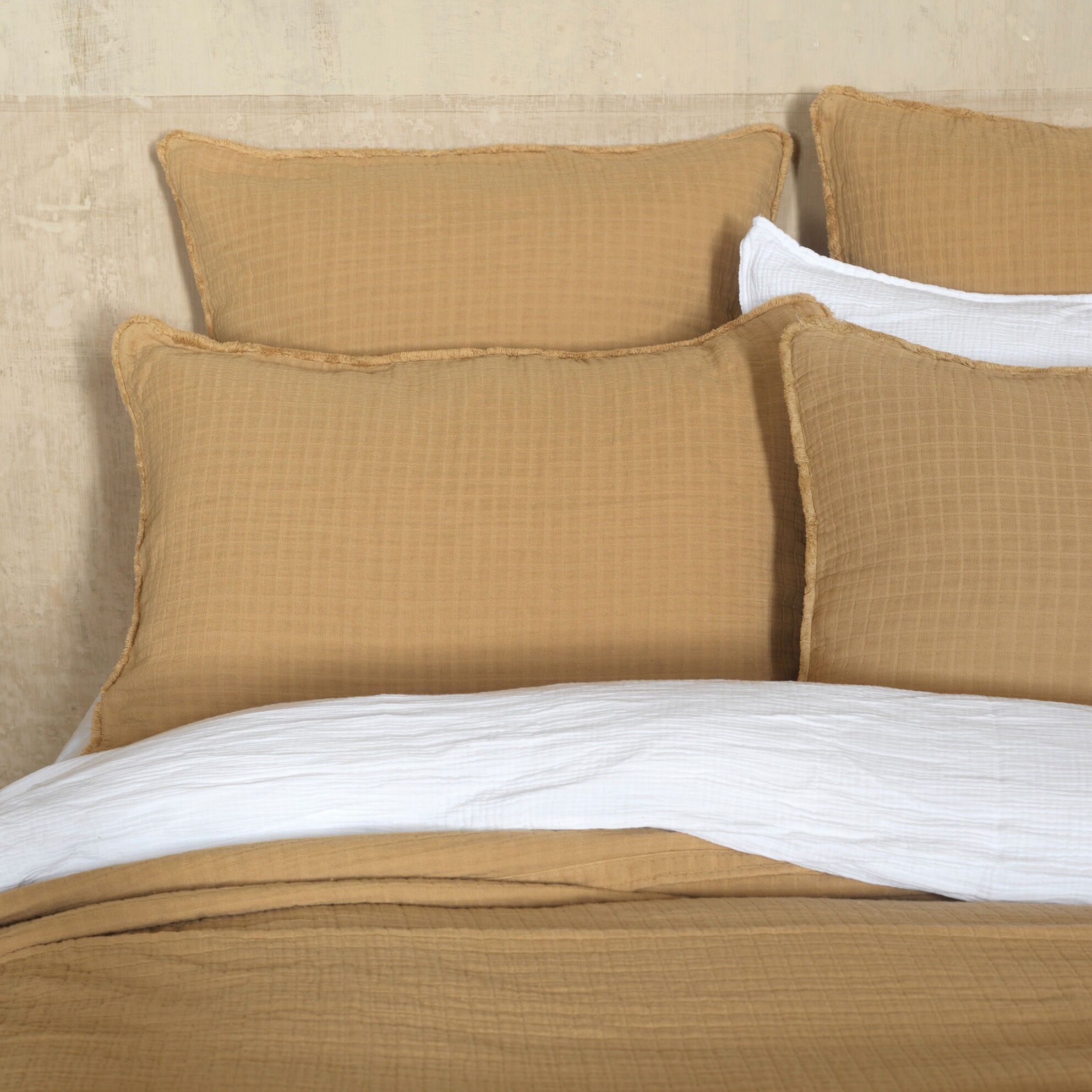 Dessus de lit gaze de coton camel 260X270 CM