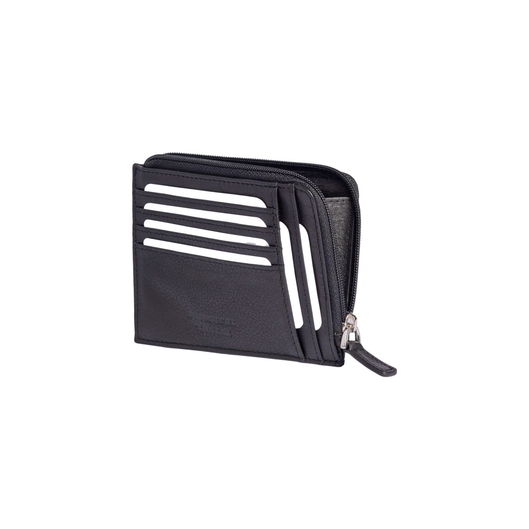 RB10793A | Porta Carte/Documenti con chiusura lampo e Protezione RFID in Vera Pelle pieno fiore con leggera grana. Colore Nero. Dimensioni: cm 12 x 9 x 0.5