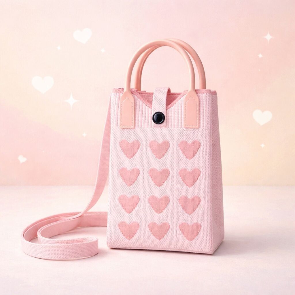 Précommande - Pixie Bag Coeurs Roses - Petit Sac téléphone portable - Livraison à partir du 01/04/2026