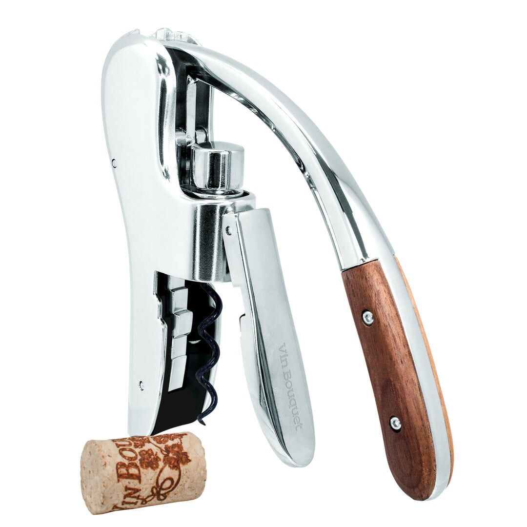 Chrome and Wood Lever Corkscrew