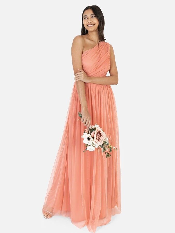 Anaya With Love Recycled Coral One Shoulder Maxi Dress
