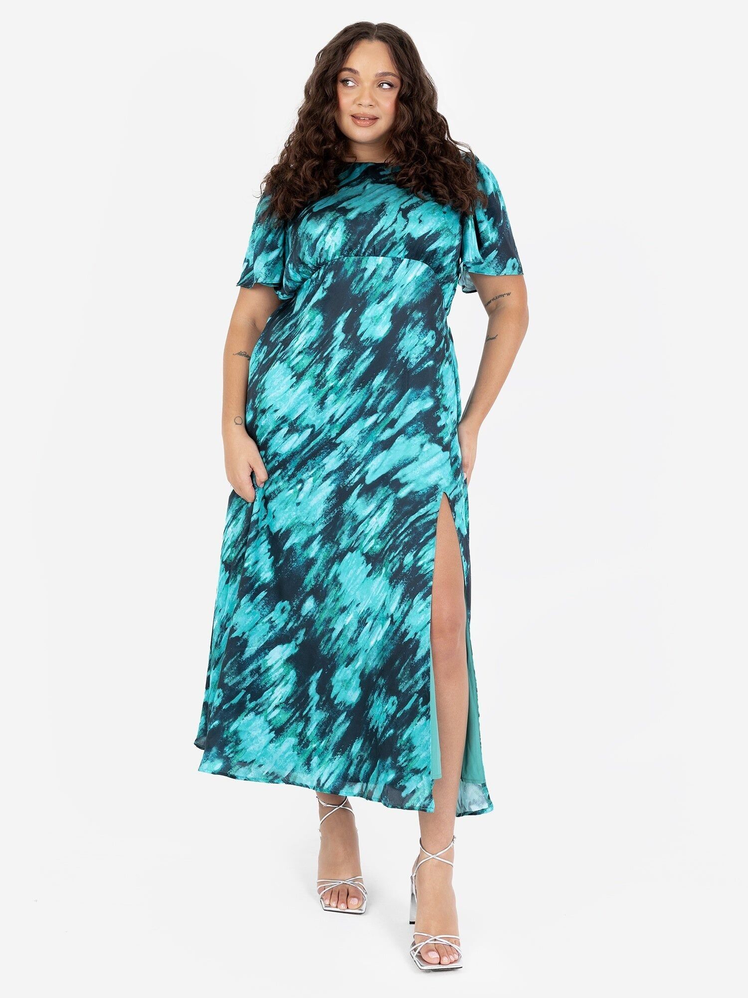 Vestido midi de manga corta con efecto mármol de Lovedrobe