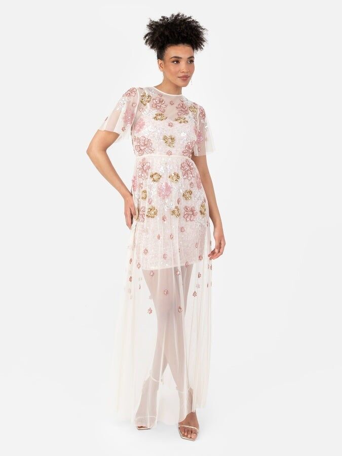 Vestido largo Maya 2 en 1 con adornos florales