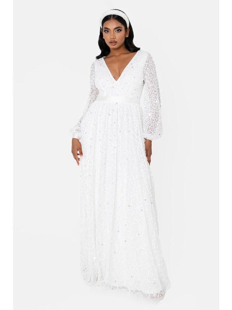 asos maya fully embellished bridal maxi dress in white price Maya Fully embellished bridal maxi dress in white