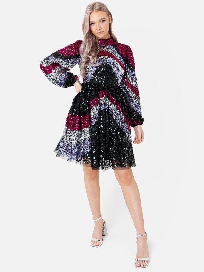 Vestido mini Maya con chevron y abertura en la espalda