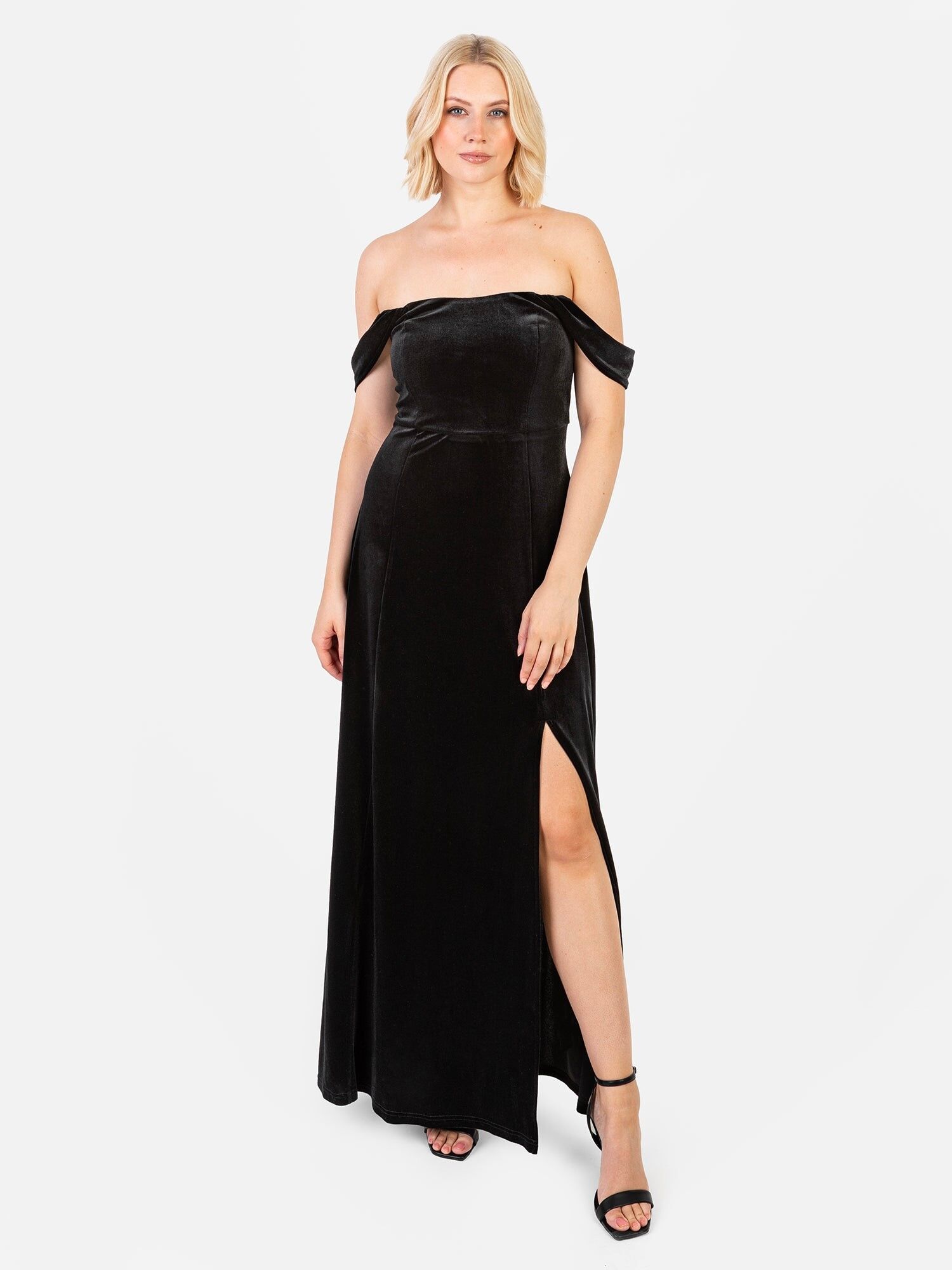 Robe Bardot en velours noir Maya Deluxe