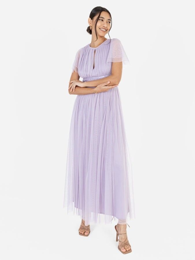 Robe mi-longue Anaya With Love en lilas recyclé avec détail en forme de goutte d'eau