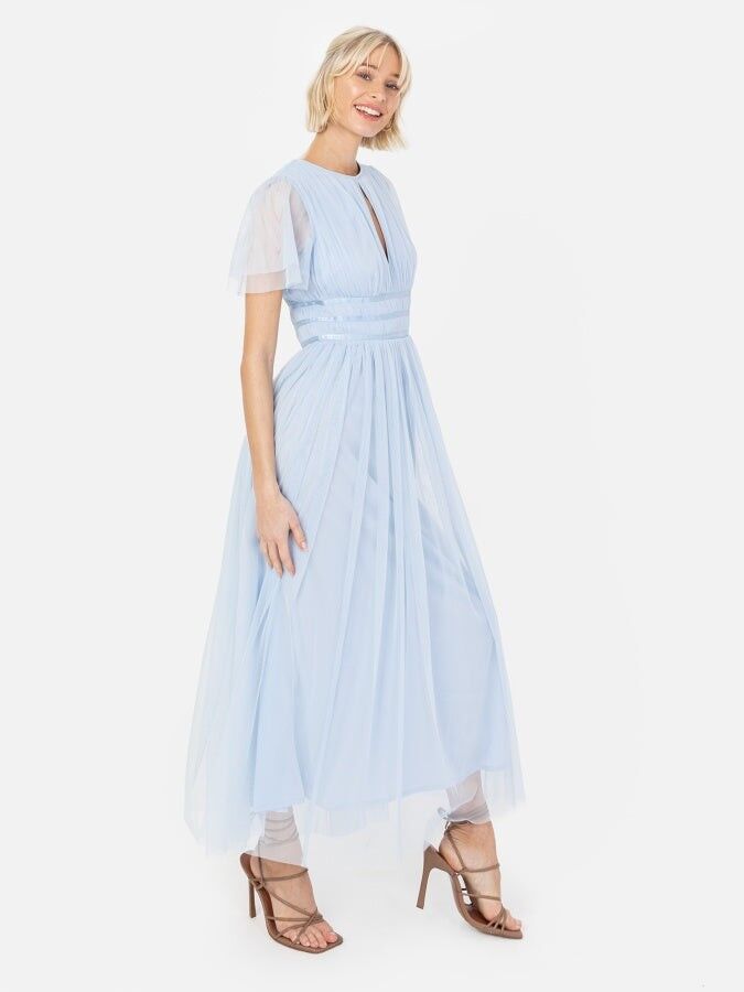 Robe mi-longue bleu clair recyclée Anaya With Love avec détail en forme de goutte d'eau
