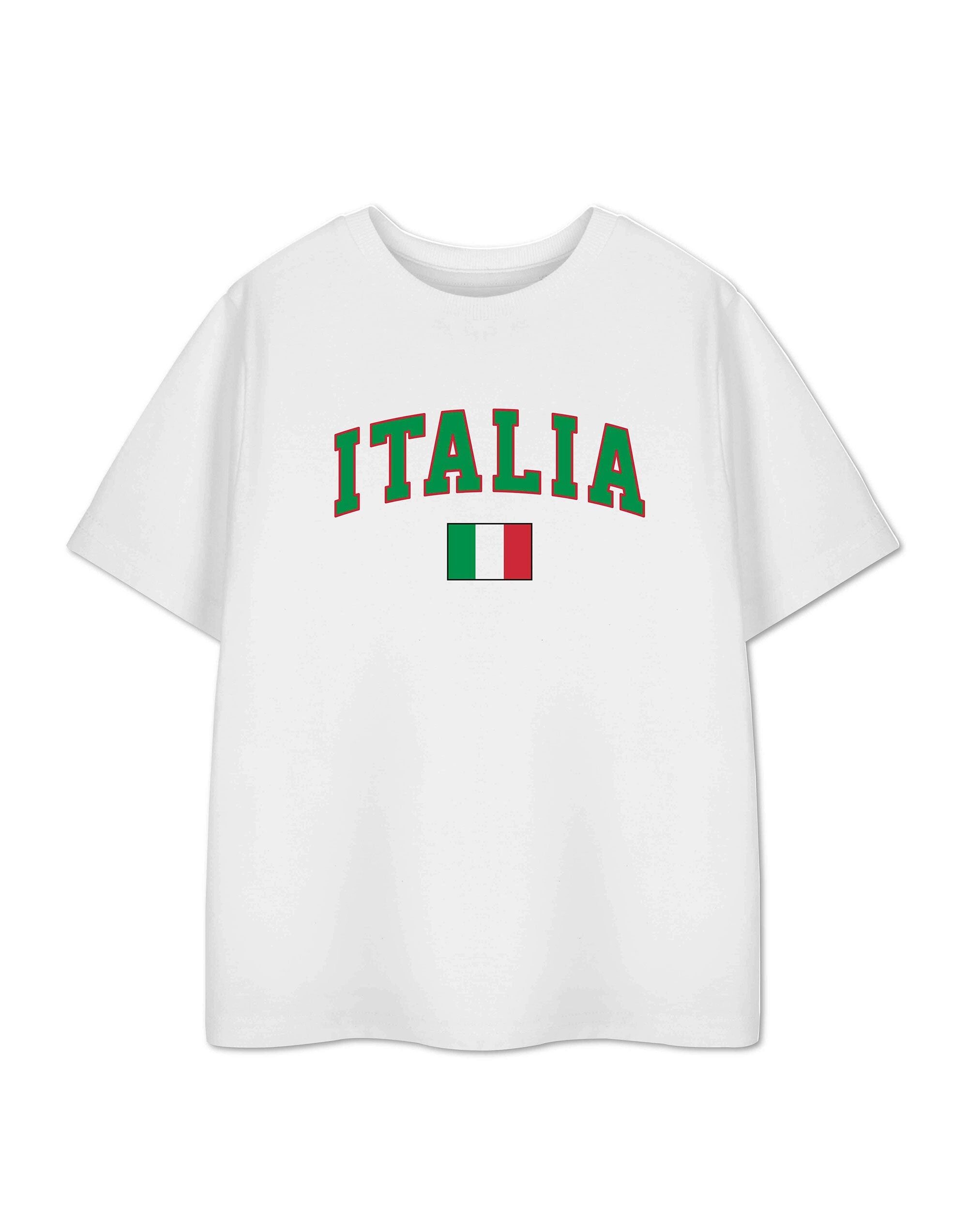 T-shirt unisexe blanc à manches courtes Show Me The Merch pour enfants, Italie