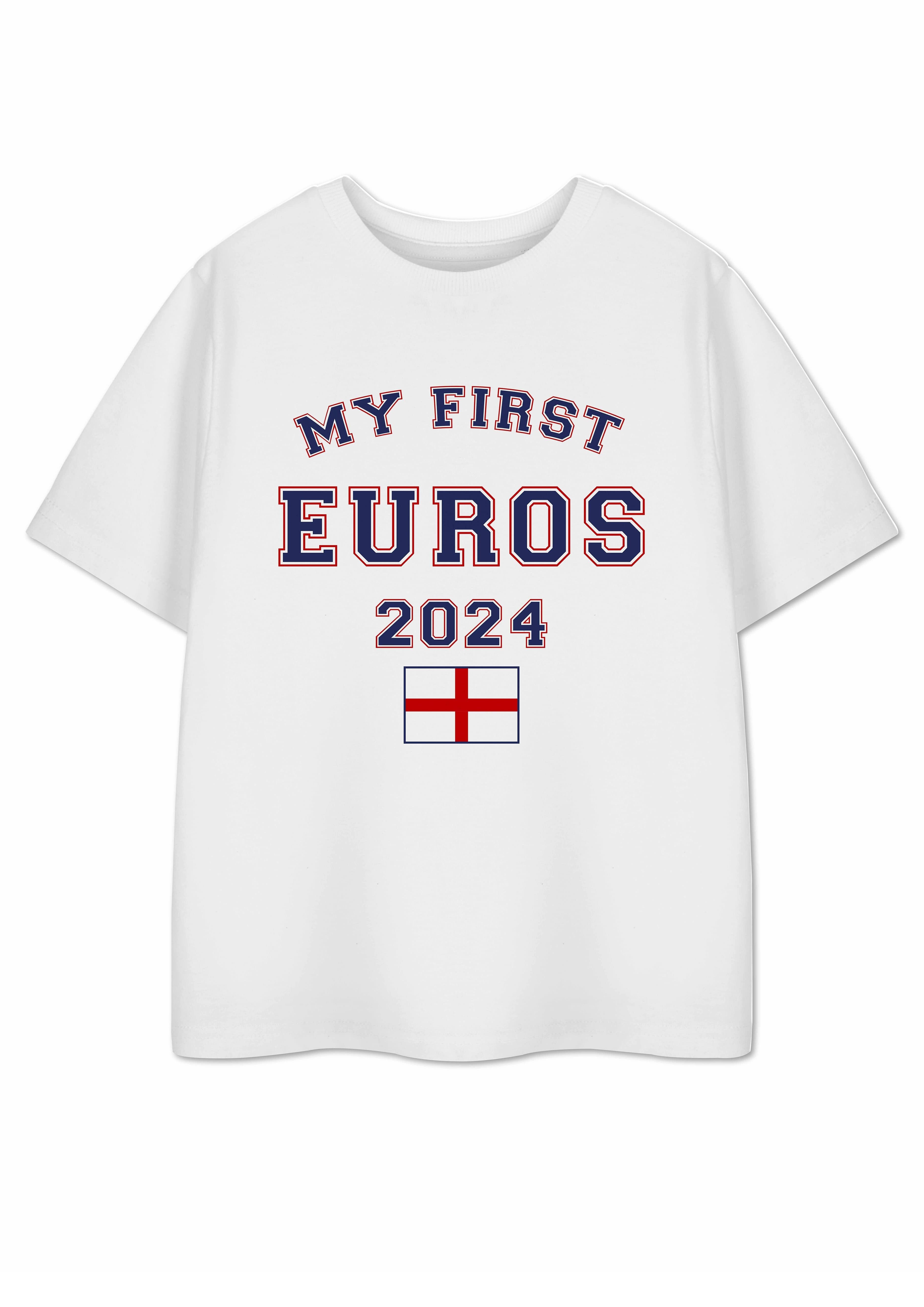 T-shirt unisexe blanc à manches courtes Show Me The Merch pour enfants, premier Euros