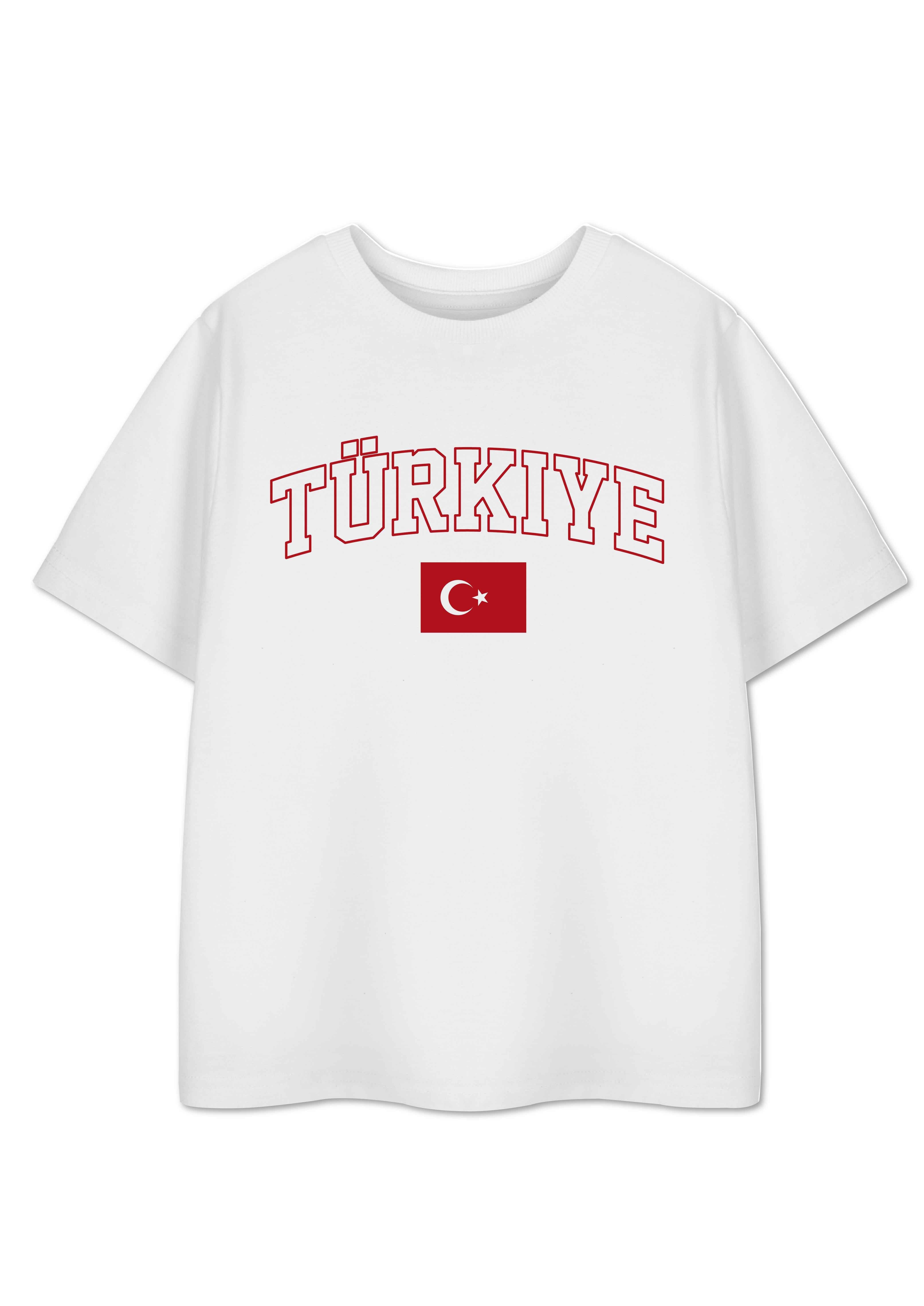 T-shirt unisexe enfant blanc à manches courtes Show Me The Merch, motif dinde