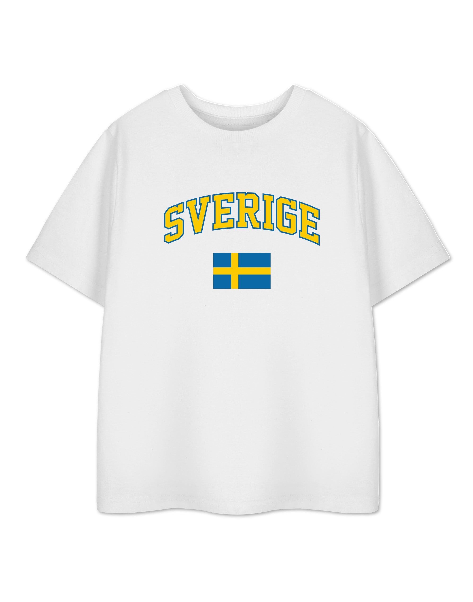 T-shirt unisexe blanc à manches courtes Show Me The Merch pour enfants, Suède