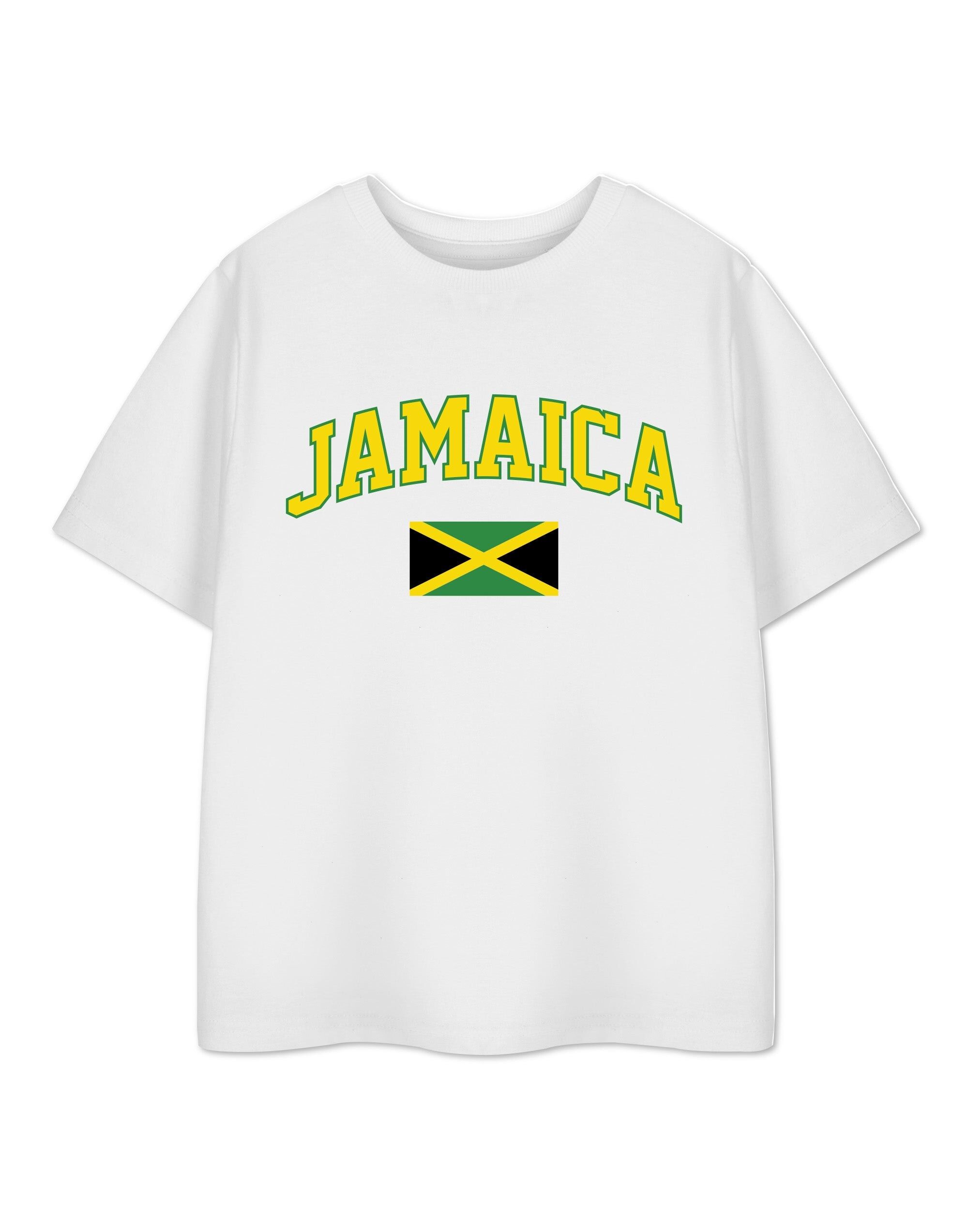 T-shirt unisexe à manches courtes blanc Jamaïque Show Me The Merch pour enfants