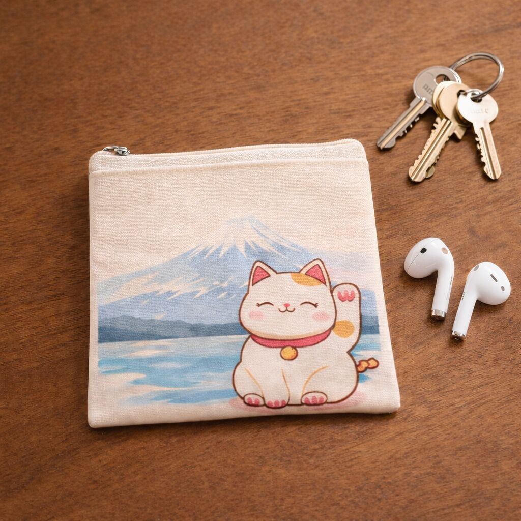 Précommande - Petite pochette Lucky Cat Japon- Maneki Neko - Porte Monnaie - Livraison à partir du 01/04/2026