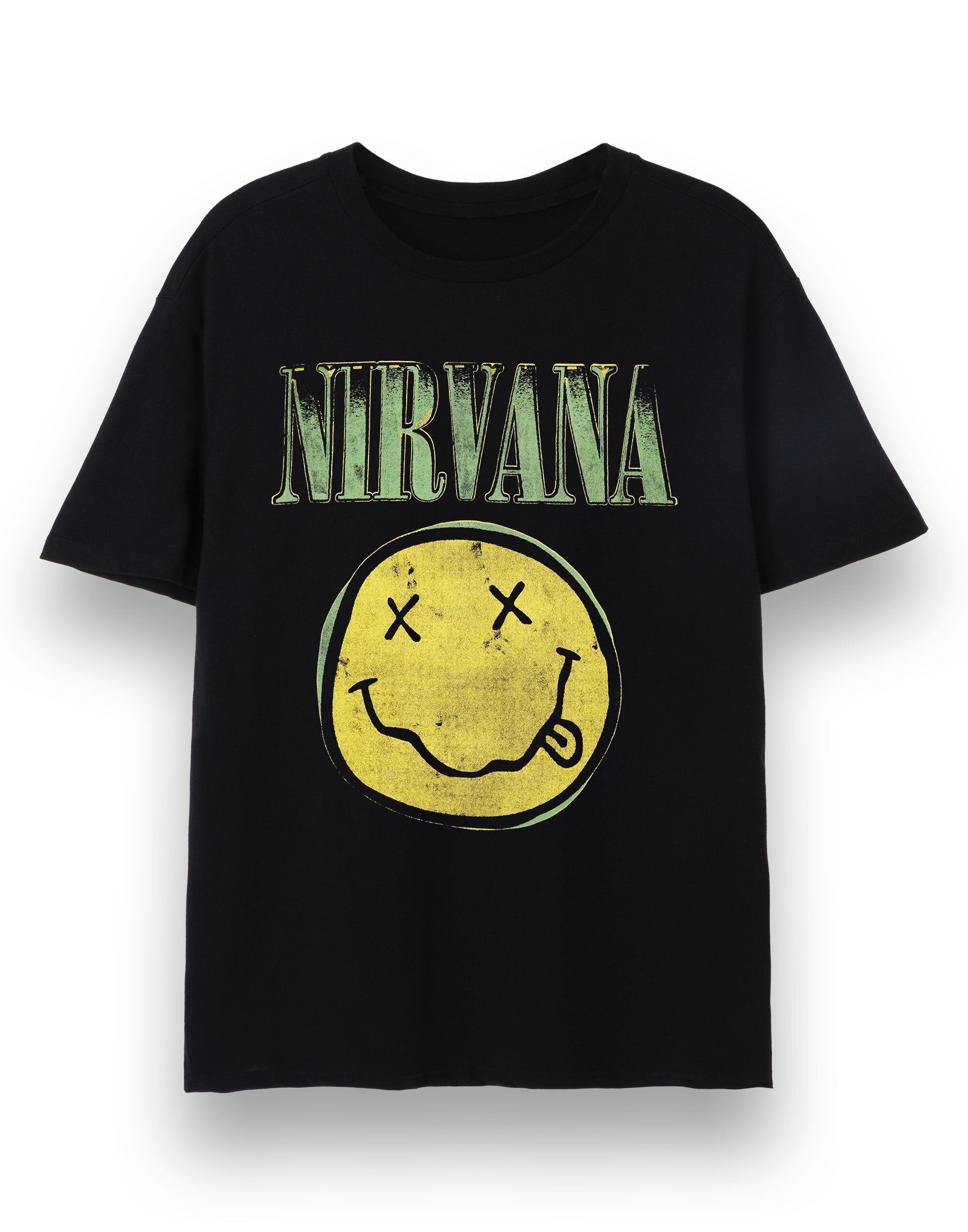 Camiseta de manga corta negra con el logotipo clásico de Nirvana para hombre