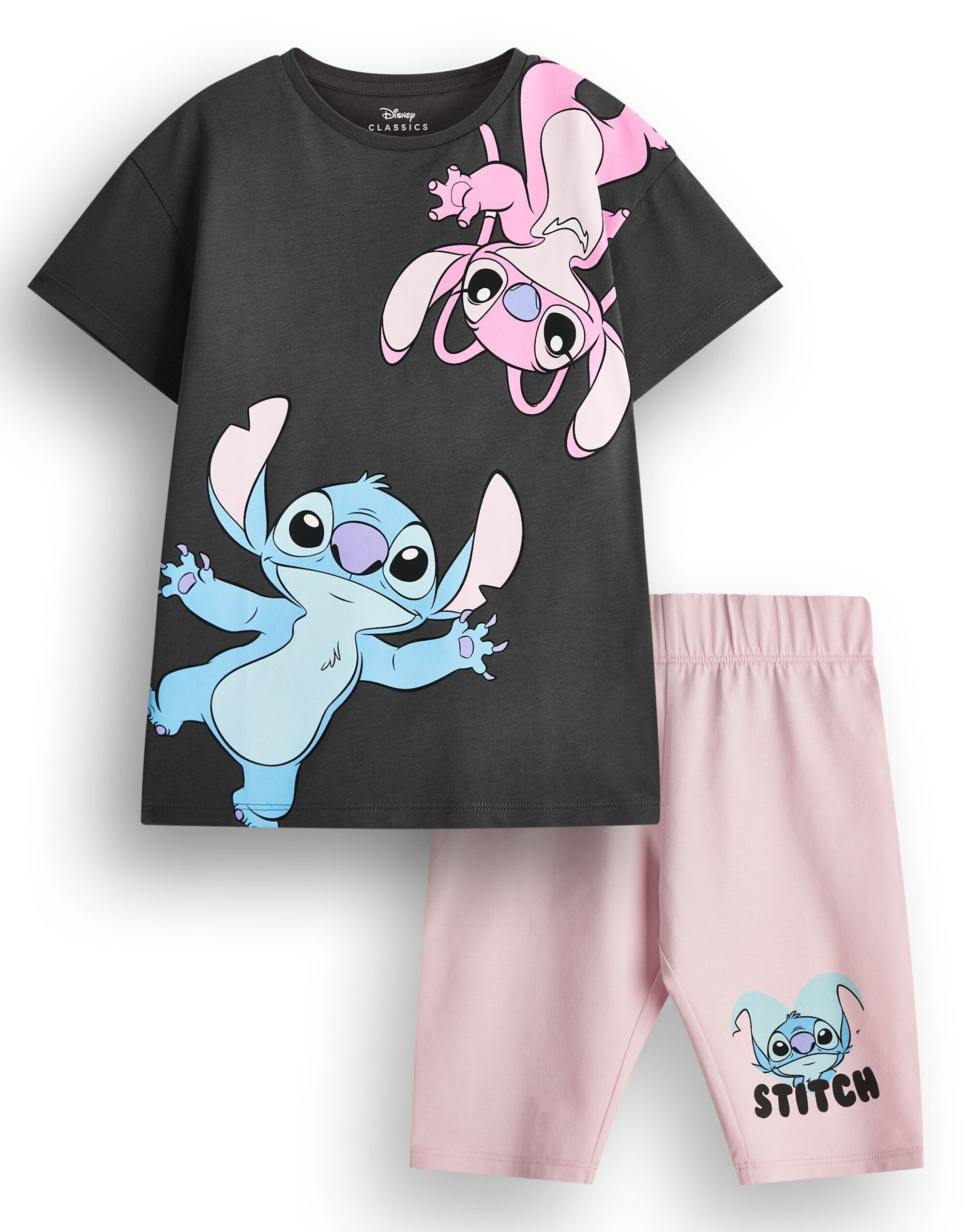 Ensemble T-shirt et short multicolores à l'effigie de Stitch pour filles (Disney)